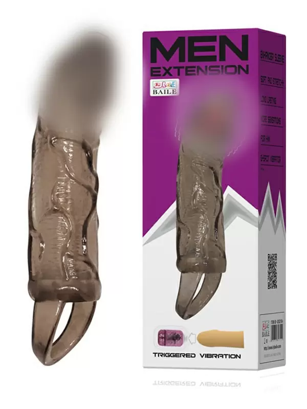 Удлиняющая вибронасадка-реалистик Men Extension с подхватыванием мошонки – черный