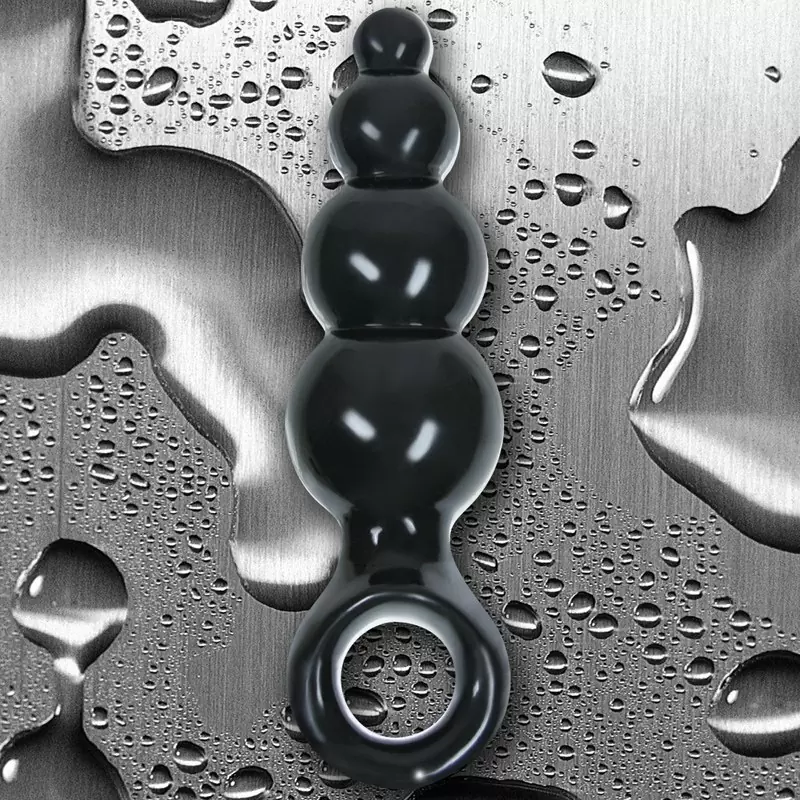 Анальная пробка с кольцом Jolie Ripples Medium – черная