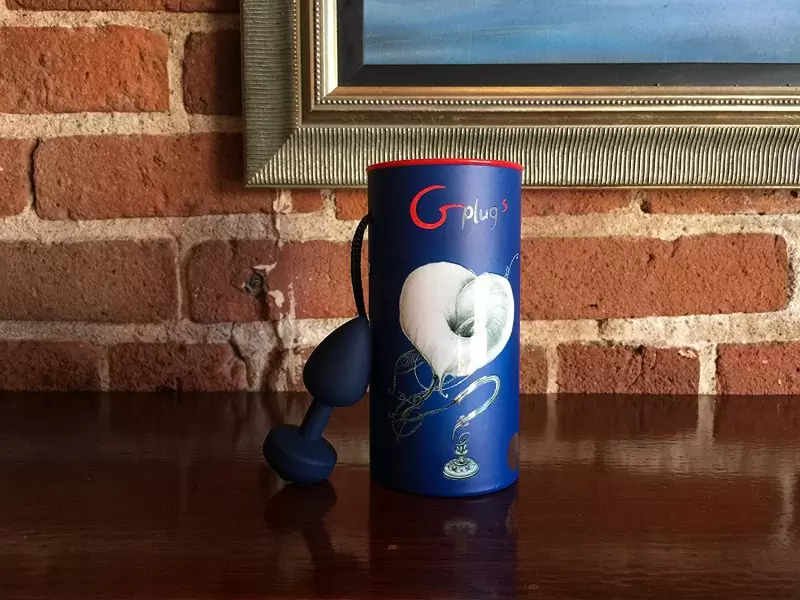 Большая аккумуляторная анальная пробка Gplug с вибрацией - синий