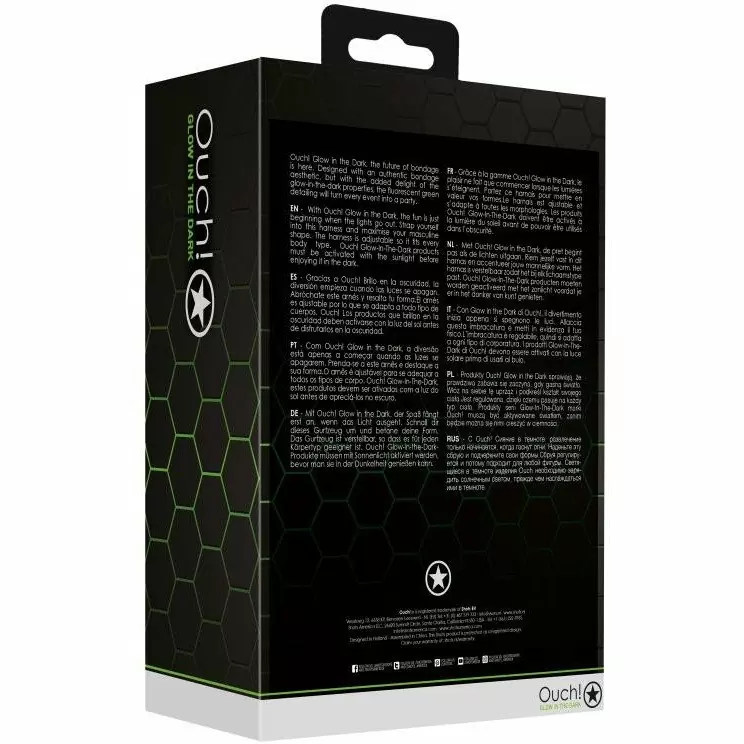 Светящаяся портупея из экокожи Body Harness - Glow in the Dark (S/M)