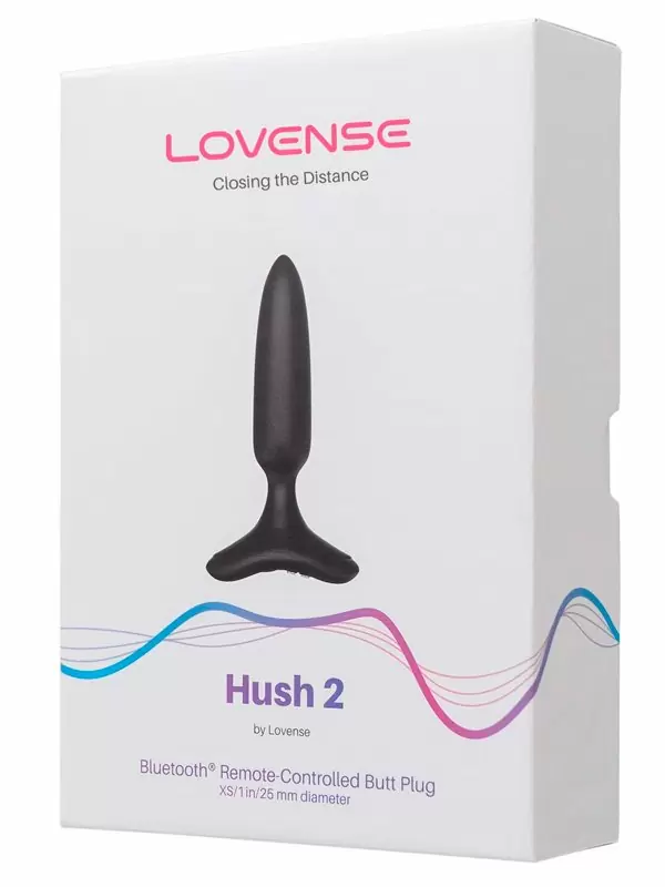 Инновационная анальная вибропробка, LOVENSE Hush 2, 13,5 см, управление через приложение, 7 режимов, размер XS, черный