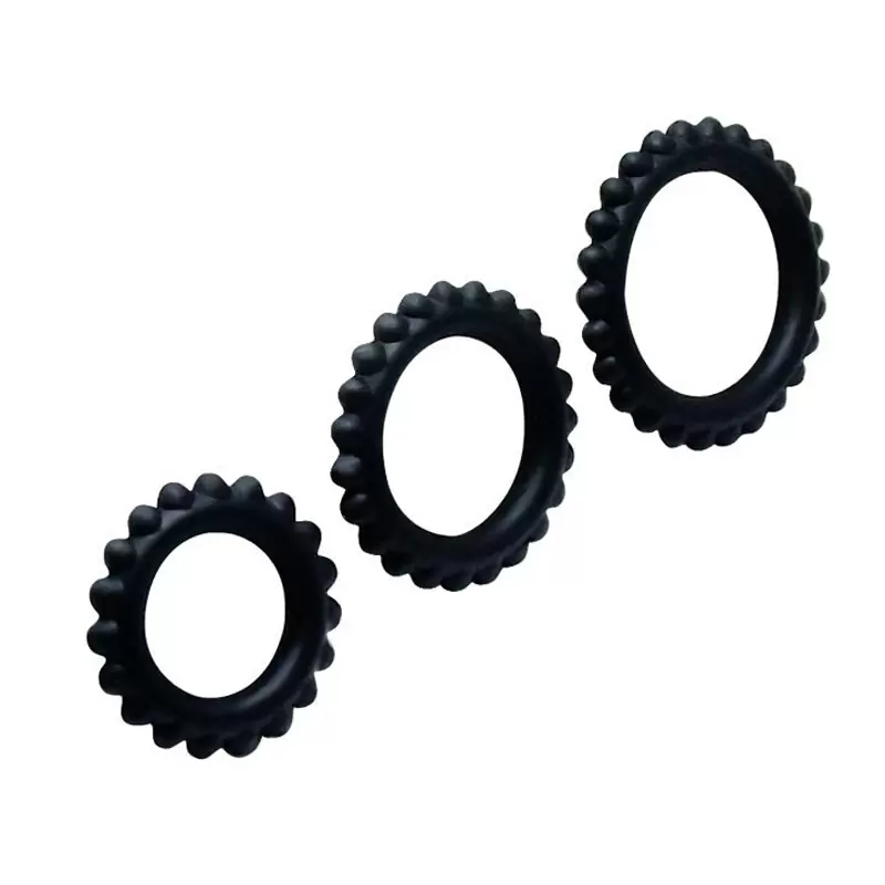 Набор из 3-х ребристых эрекционных колец Titan – черный
