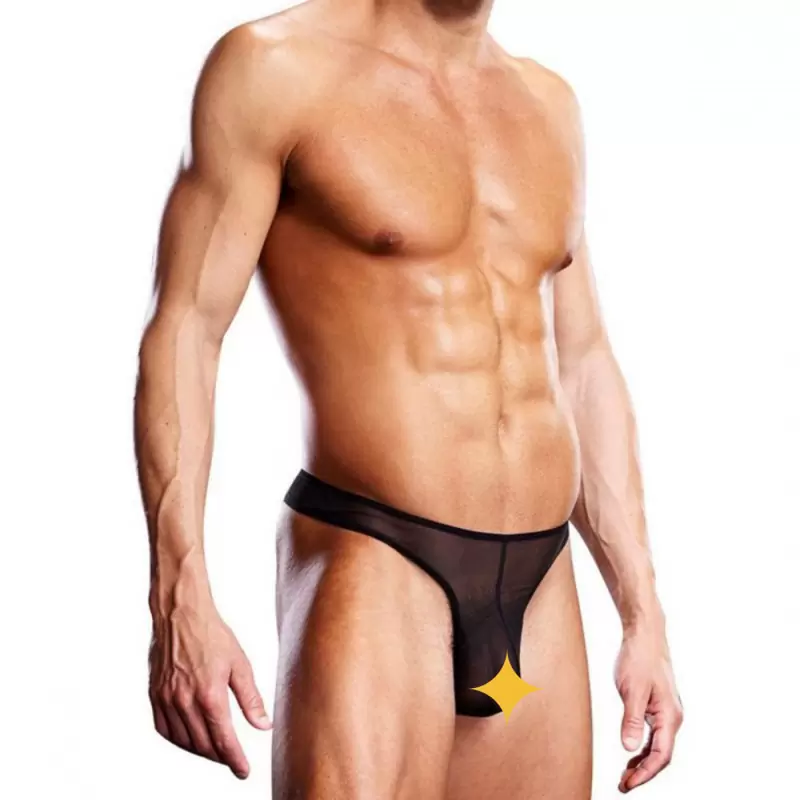 Черные мужские G-стринги BlueLine из сеточки – L/XL