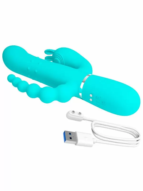 Тройной Вибратор-кролик Baile, 7 режимов, вращающиеся шарики