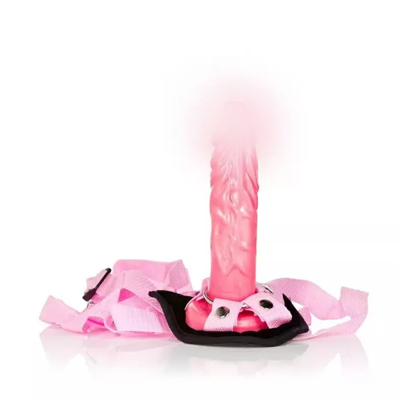 Реалистичный страпон Shane's World Pink Harness with Stud - 19 см.