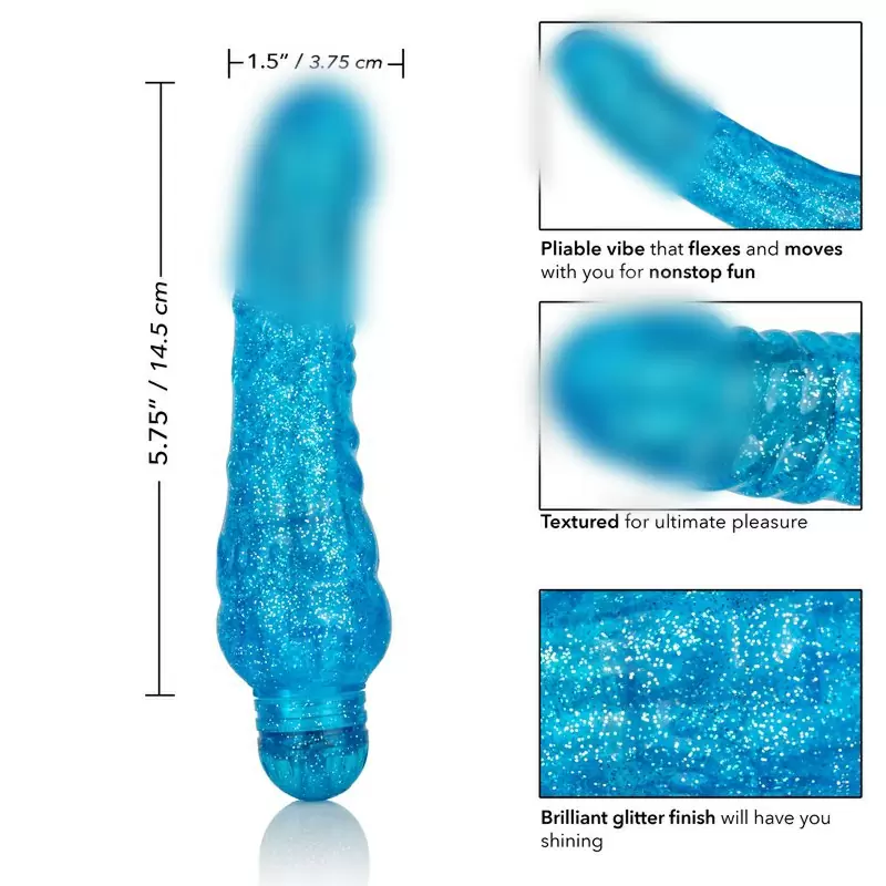 Блестящий вибромассажёр Calexotics Sparkle™ Glitter Jack™- голубой