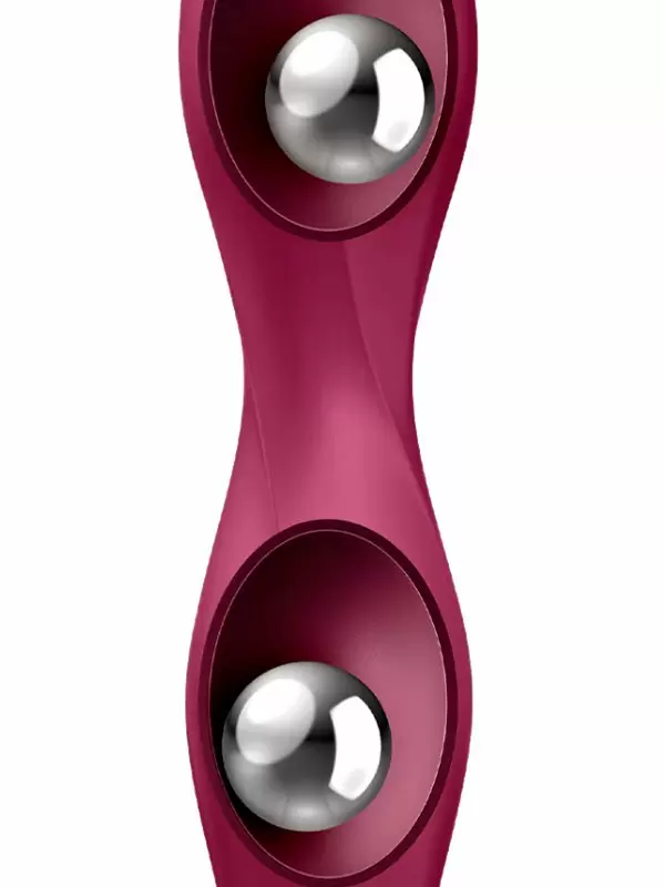 Фактурный фаллоимитатор Satisfyer Double Ball-R, два металлических шариками в стволе, 18 см, красный