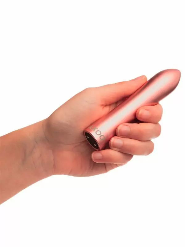 Футуристичная вибропуля Doxy Bullet серебряная, 7 режимов, 12 см, алюминий, розовый