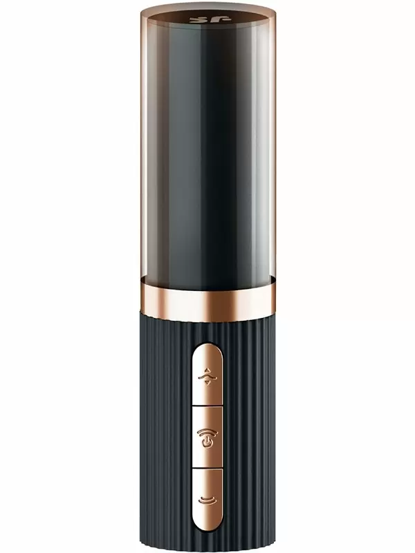 Воздушно-волновой стимулятор клитора Satisfyer Deep Kiss black, в виде помады, 30 скоростей, силикон, черный