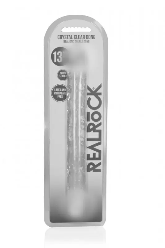 Реалистичный фаллоимитатор Shots toys, 34 см, двусторонний, прозрачный