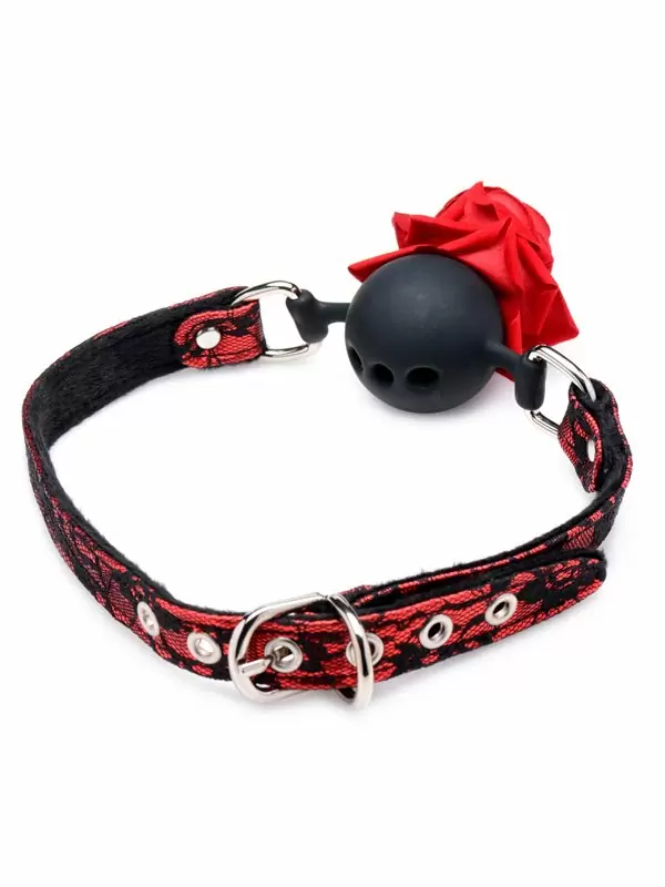 Элегантный кляп EDC Full Bloom, в форме розы, диаметр 4,3 см, силикон, красный с чёрным