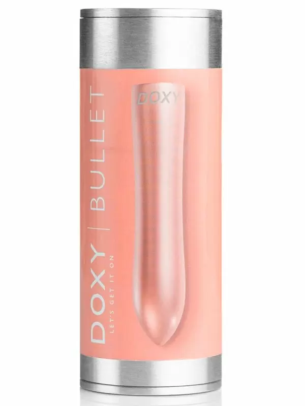 Футуристичная вибропуля Doxy Bullet серебряная, 7 режимов, 12 см, алюминий, розовый