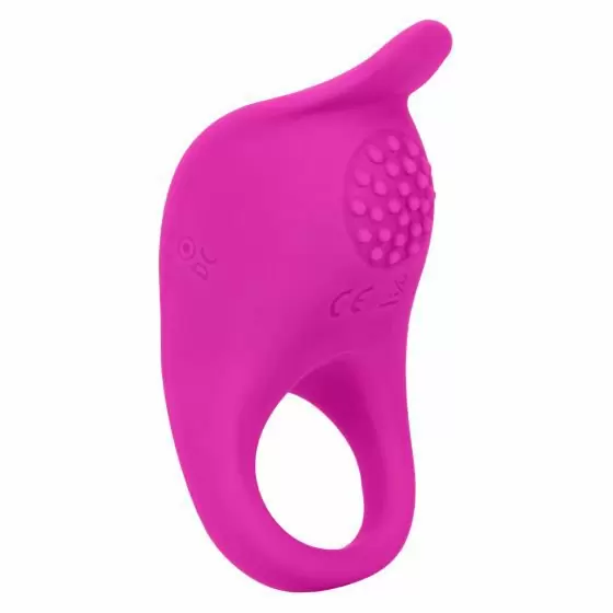 Ребристое эрекционное кольцо Silicone Rechargeable Teasing Enhancer, 9 см, 7 режимов, диаметр 3,75 см, розовый
