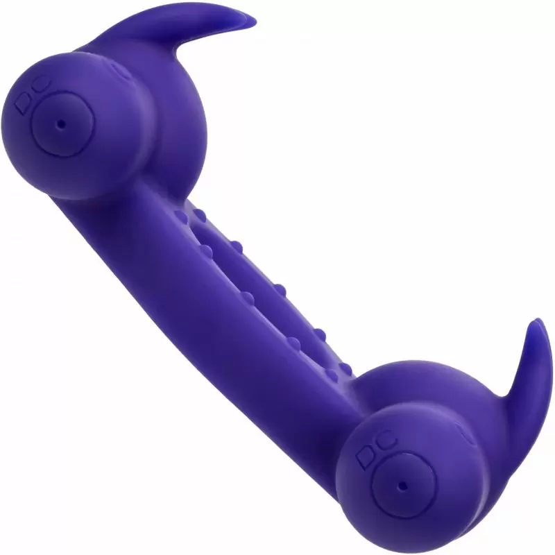 Перезаряжаемое эрекционное виброкольцо Silicone Rechargeable Triple Orgasm Enhancer, с двумя моторами, диаметр 3,25 см, фиолетовый