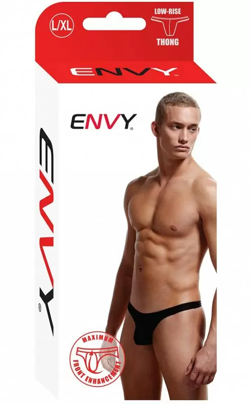 Мужские трусы-стринги Envy — черные, полиэстер / спандекс, L/XL