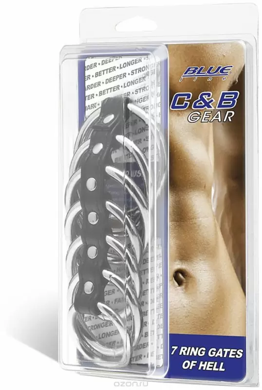 Хомут на пенис с 5 металлическими кольцами Blueline Gates Of Hell - чёрный