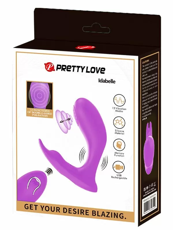Носимый вибратор Pretty Love Idabelle, 10,1 см, 12 режимов, с пультом Д/У, силикон, фиолетовый