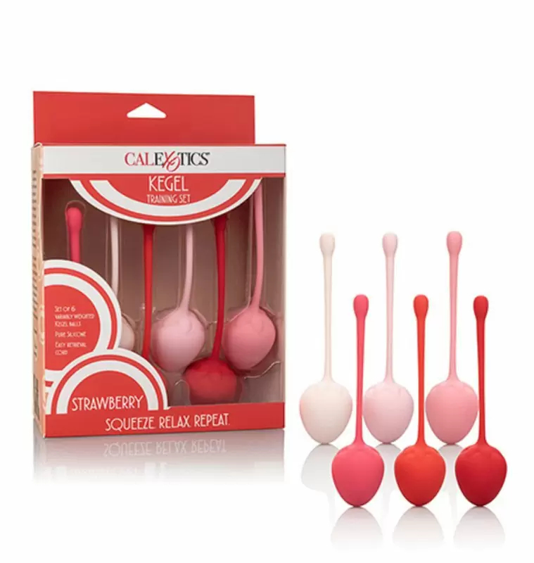 Оригинальные вагинальные шарики Kegel Training Set Strawberry в форме клубники - разноцветный