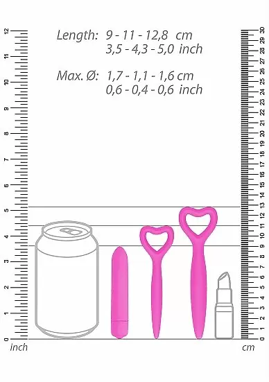 Набор розовых вагинальных расширителей с вибропулей Silicone Vaginal Dilator Set