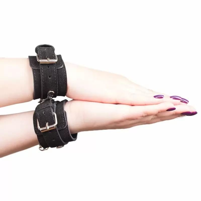 Наручники Kenzi Arms из натуральной замши - черный