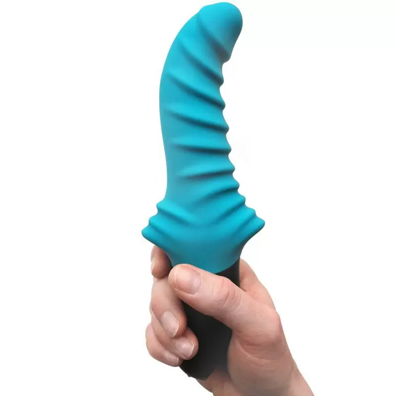 Ребристый пульсатор Stronic Drei, 24 см, 10 режимов, голубой