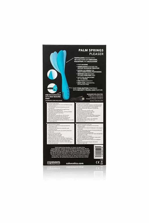 Гибкий вибратор Palm Springs Pleaser, с функцией Power Boost, 15,2 см, силикон, голубой
