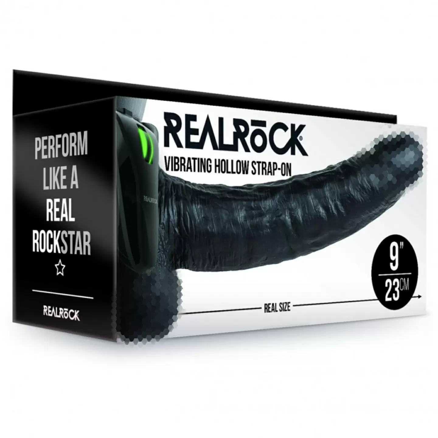 Мощный вибрострапон-фаллопротез Shots toys, с проводным пультом, 23 см, ПВХ , черный 