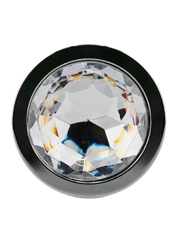 Алюминиевая текстурная анальная пробка с прозрачным кристаллом Medium