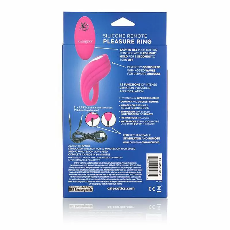 Эрекционное виброкольцо Remote Pleasure Ring с беспроводным пультом – розовый