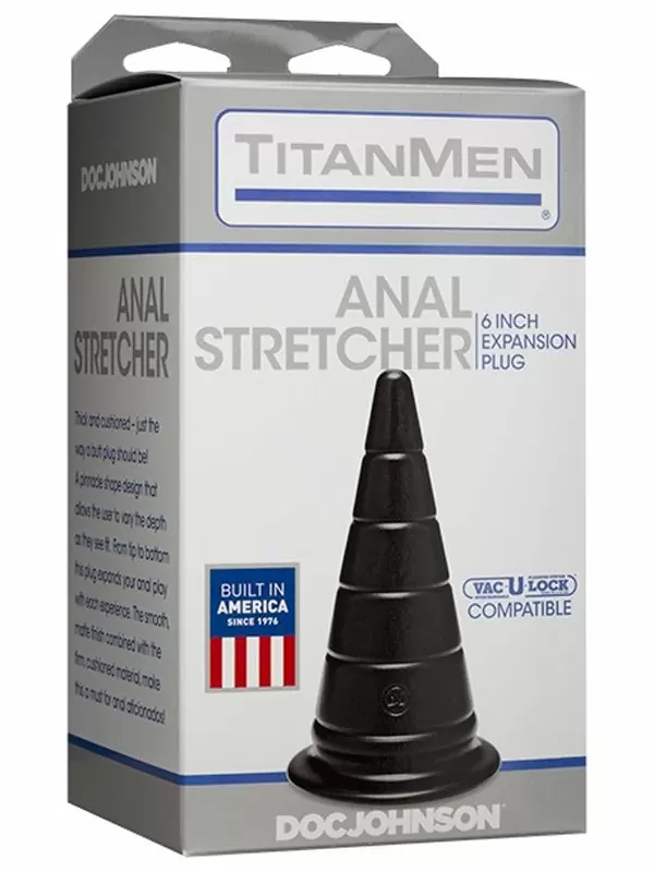Конусообразная анальная пробка серии TitanMen - Anal Stretcher 6 Plug, 15 см, диаметр 7 см, черный