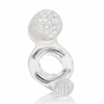 Эрекционное кольцо с двойной стимуляцией для клитора и мошонки Calexotics Instant Activation Triple Point Enhancement System – белый