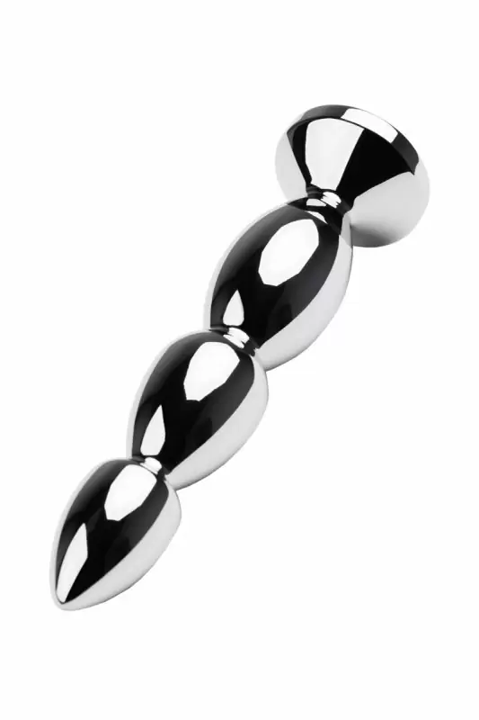 Большая металлическая анальная пробка TOYFA с кристаллом цвета сапфира - серебристый с синим