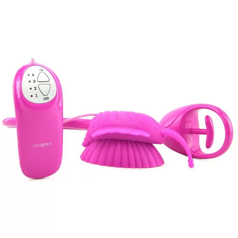 Помпа клиторальная с вибрацией Advanced Butterfly Clitoral Pump – розовый