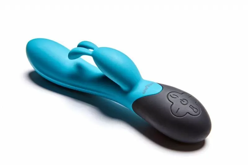 Нагреваемый вибратор кролик Gemini, цвет бирюзовый
