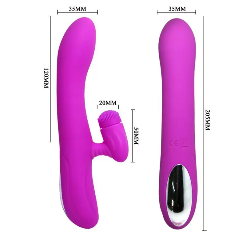 Перезаряжаемый вибромассажер Derrick с вращающимся клиторальным стимулятором – розовый