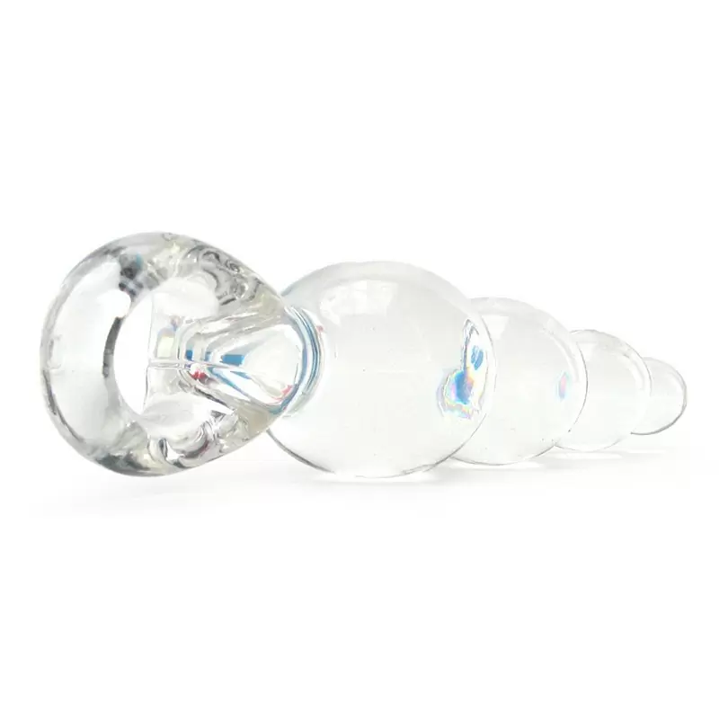 Анальная пробка с кольцом Jolie Ripples Medium – прозрачная