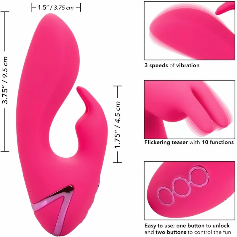 Компактный вибратор-кролик California Dreaming So. Cal Sunshine, 9,5 см, силикон, розовый