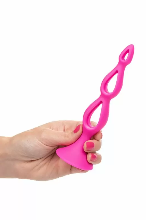 Элегантная анальная елочка Silicone Triple Probe, 10,25 см, силикон, розовый