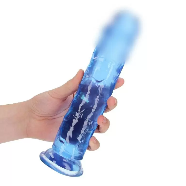 Реалистичный фаллоимитатор Shots toys, 25 см, ТПЕ, прозрачный синий