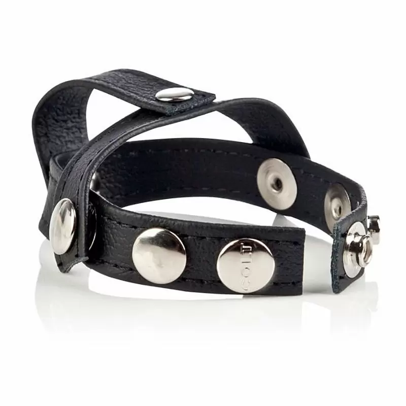 Кожаная утяжка на пенис с разделителем мошонки Colt C/B Strap H-Piece Divider – черный
