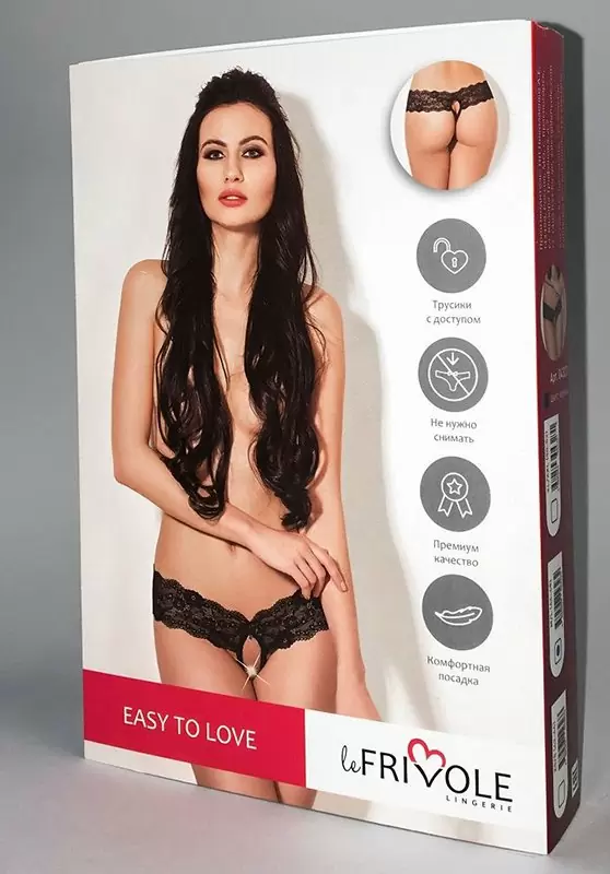 Пикантные трусики из цветочного кружева Easy to Love с доступом – черный, XL/XXL