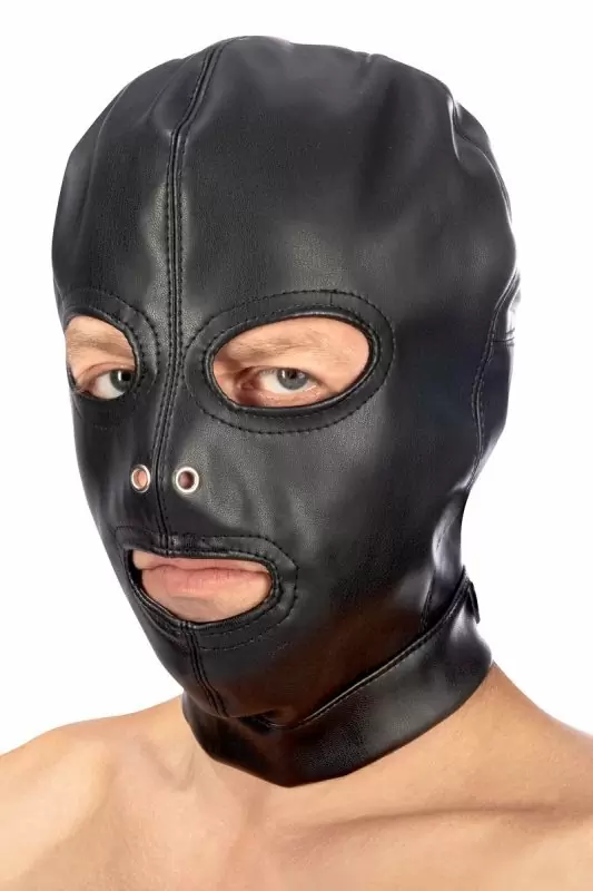 БДСМ-маска на лицо с дополнительными отверстиями для глаз Fetish Tentation, черная