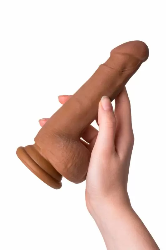 Виброреалистик с мошонкой Toyfa Elite Mulatto на присоске 13 см – мулат