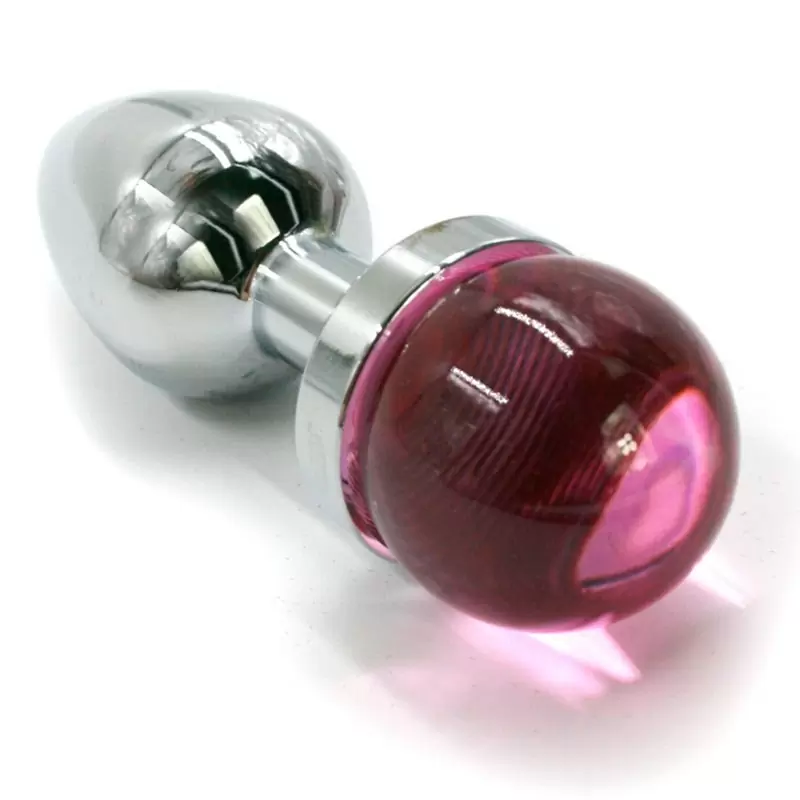 Маленькая алюминиевая анальная пробка Kanikule Small с украшением на основании – серебристый с розовым