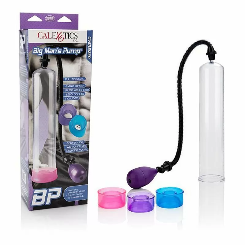 Набор для увеличения пениса: Увеличенная помпа Big Man's Pump – прозрачный и Специальный интимный гель для мужчин Titan Gel TANTRA - 50 мл.