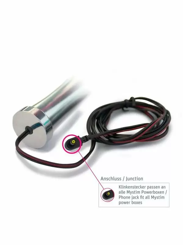 Анальный стимулятор Mystim Glossy Glen Dildo, для подключения к источнику электроимпульсов, 14 см, серебристый