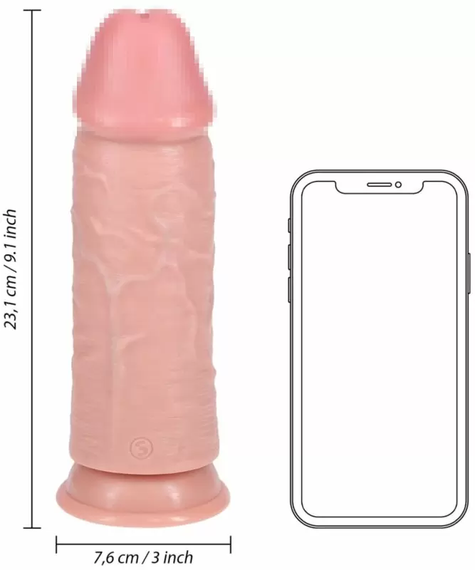 Реалистичный фаллоимитатор Shots Toys Extra Thick Straight without Balls, на присоске, с набухшими венами, 23 см х 7,6 см, ПВХ, телесный