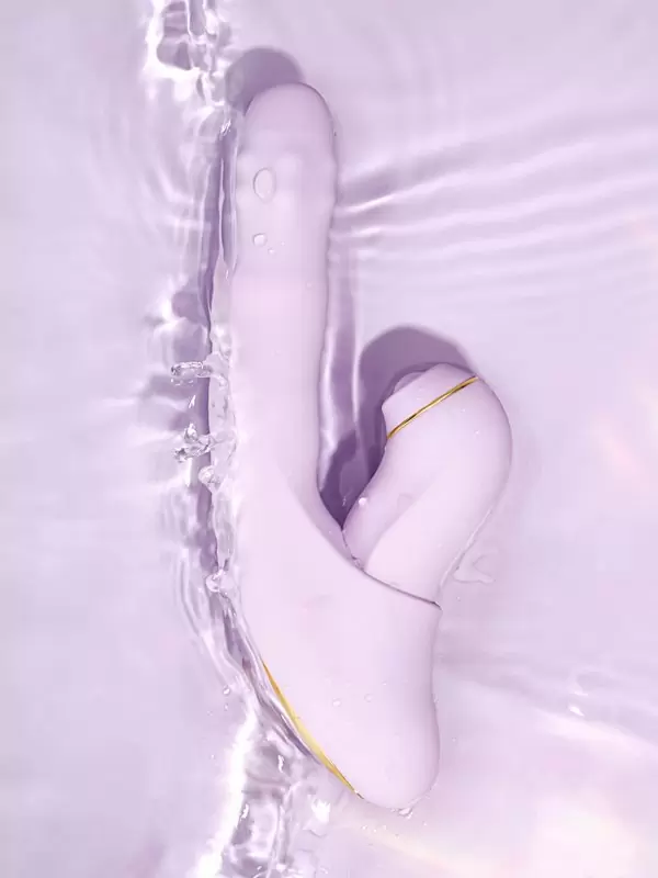 Модульный вибратор-кролик Svakom DuoGlow, 19,6 см, со съёмным клиторальным пульсатором, с функцией нагрева, лиловый