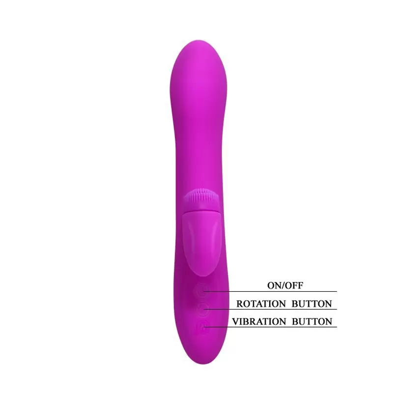 Перезаряжаемый вибромассажер Derrick с вращающимся клиторальным стимулятором – розовый