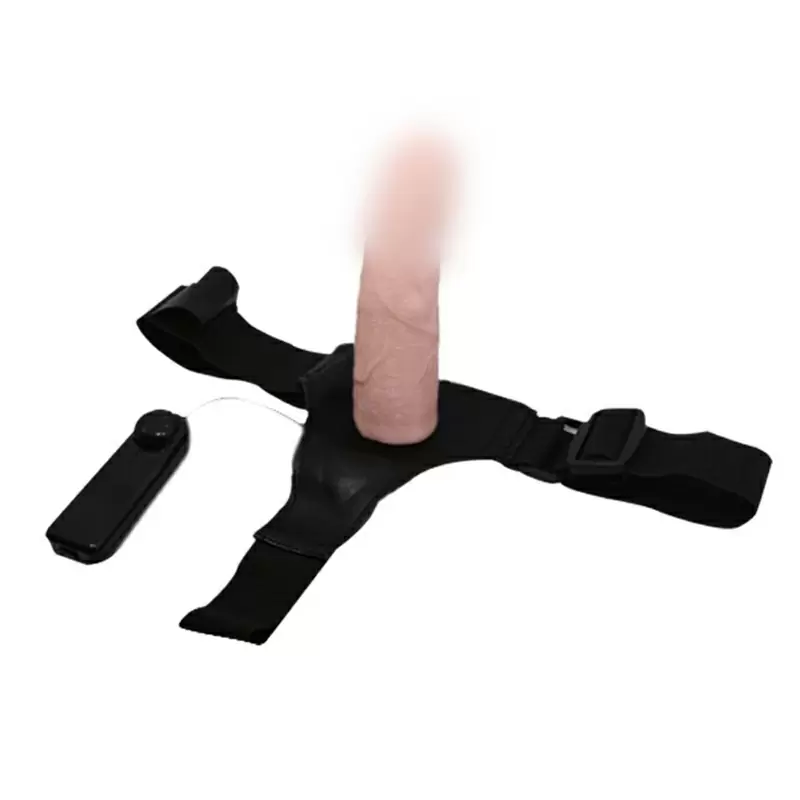 Полый реалистичный страпон Ultra Passionate Harness с вибрацией– телесный